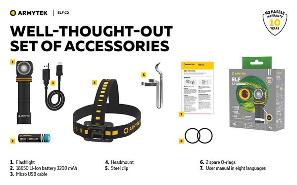 Grote foto armytek wizard elf c2 mirco usb hoofdlamp zaklamp led oplaadbaar 1023 lumen sport en fitness vissport
