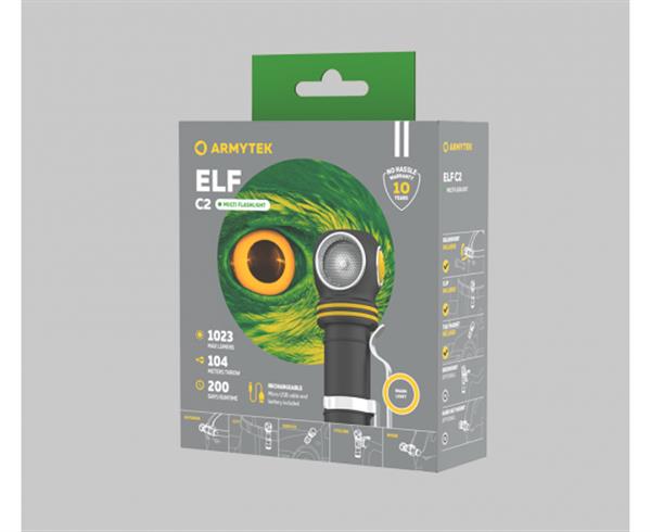 Grote foto armytek wizard elf c2 mirco usb hoofdlamp zaklamp led oplaadbaar 1023 lumen sport en fitness vissport
