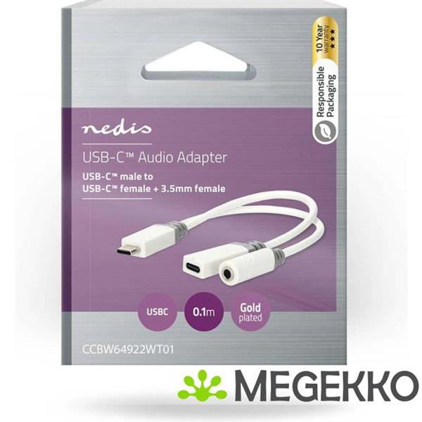 Grote foto usb c adapter usb 2.0 usb c male usb c female 3 5 mm female 0.10 m rond vergu computers en software overige computers en software