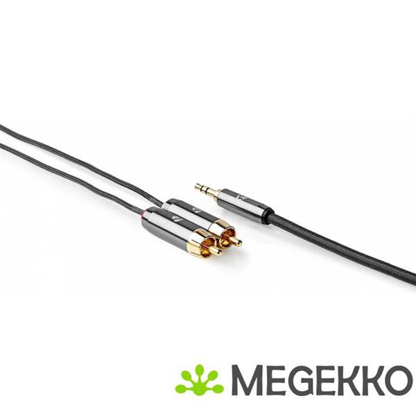 Grote foto stereo audiokabel 3 5 mm male 2x rca male gun metal grey gevlochten kabel computers en software overige computers en software