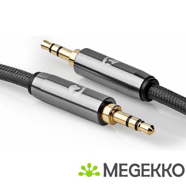 Grote foto stereo audiokabel 3 5 mm male 3 5 mm female gun metal grey gevlochten kabel computers en software overige computers en software
