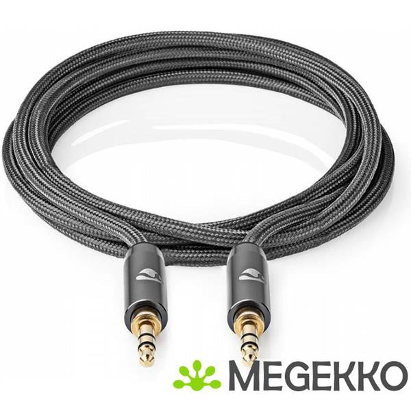 Grote foto stereo audiokabel 3 5 mm male 3 5 mm female gun metal grey gevlochten kabel computers en software overige computers en software