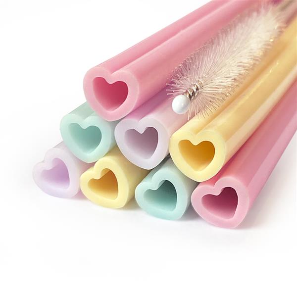 Grote foto 8 reusable silicone straws 9mm x 195mm watercolors hearts verzamelen overige verzamelingen