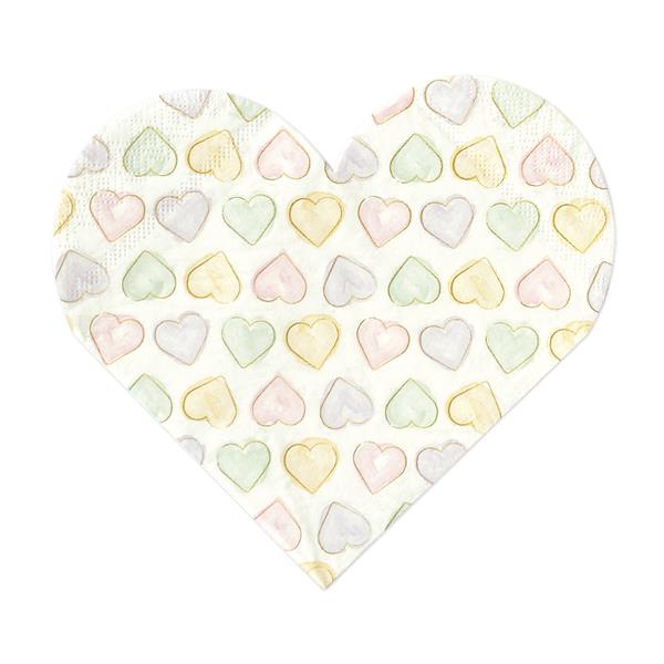 Grote foto 20 3 ply paper heart shape napkins 33x33cm watercolors hearts verzamelen overige verzamelingen
