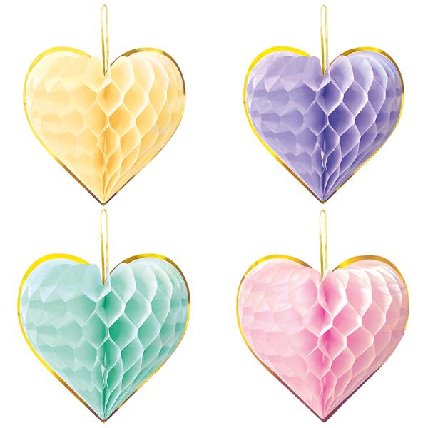 Grote foto 4 honeycombs paper astd 23cm watercolors hearts verzamelen overige verzamelingen