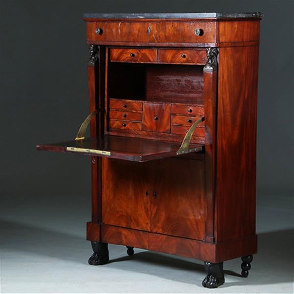 Grote foto empire secretaire abattant of klep secretaire mahonie 1825 no.701116 antiek en kunst overige in antiek gebruiksvoorwerpen