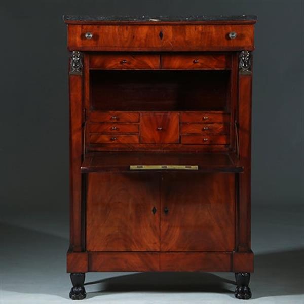 Grote foto empire secretaire abattant of klep secretaire mahonie 1825 no.701116 antiek en kunst overige in antiek gebruiksvoorwerpen