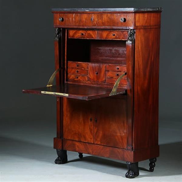 Grote foto empire secretaire abattant of klep secretaire mahonie 1825 no.701116 antiek en kunst overige in antiek gebruiksvoorwerpen