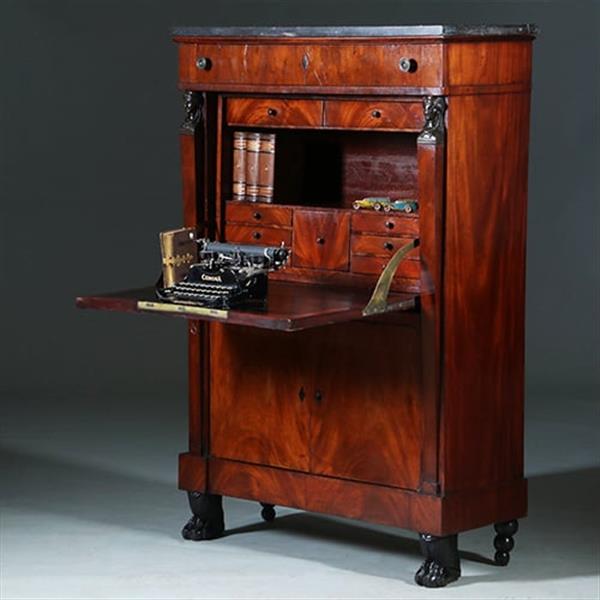 Grote foto empire secretaire abattant of klep secretaire mahonie 1825 no.701116 antiek en kunst overige in antiek gebruiksvoorwerpen