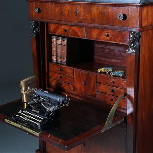 Grote foto empire secretaire abattant of klep secretaire mahonie 1825 no.701116 antiek en kunst overige in antiek gebruiksvoorwerpen