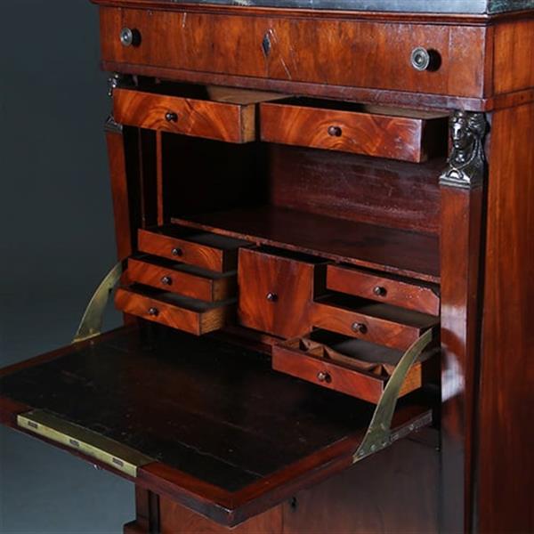 Grote foto empire secretaire abattant of klep secretaire mahonie 1825 no.701116 antiek en kunst overige in antiek gebruiksvoorwerpen