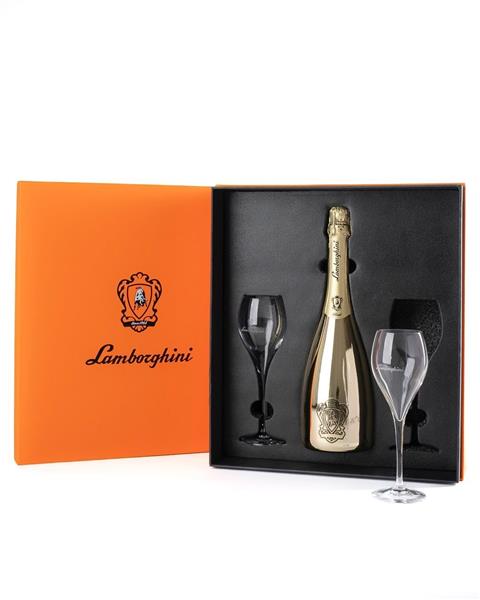 Grote foto lamborghini gold spumante met gift box verzamelen flesjes en doppen