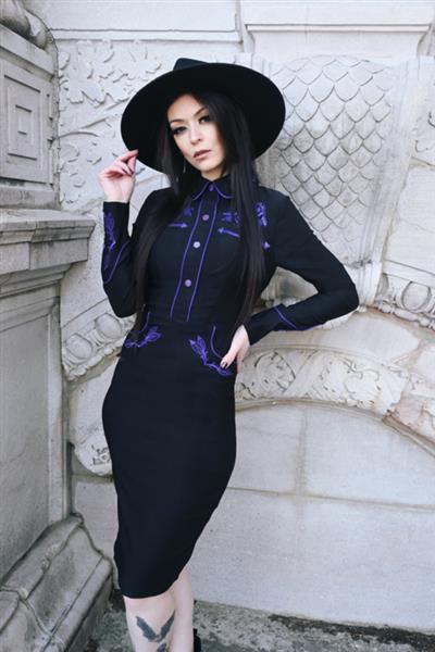 Grote foto katakomb june dress in purple. kleding dames jurken en rokken