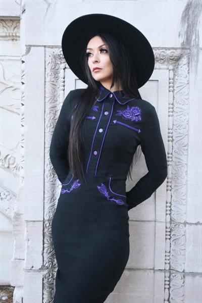 Grote foto katakomb june dress in purple. kleding dames jurken en rokken