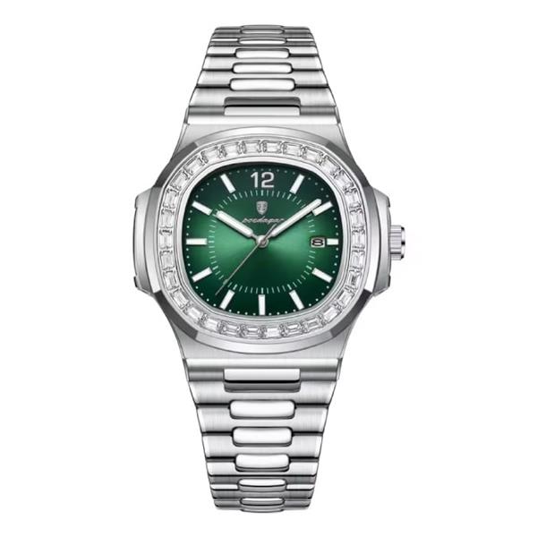 Grote foto luxe vierkant kwarts horloge 3 atm waterdicht lichtgevend herenhorloge roestvrij staal zilver gr kleding dames horloges