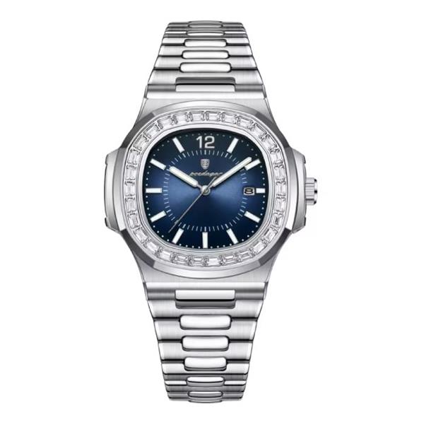 Grote foto luxe vierkant kwarts horloge 3 atm waterdicht lichtgevend herenhorloge roestvrij staal zilver bl kleding dames horloges