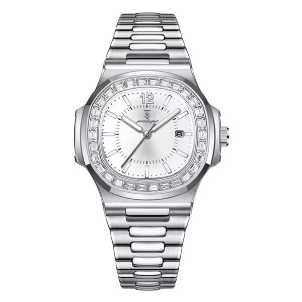 Grote foto luxe vierkant kwarts horloge 3 atm waterdicht lichtgevend herenhorloge roestvrij staal zilver wi kleding dames horloges