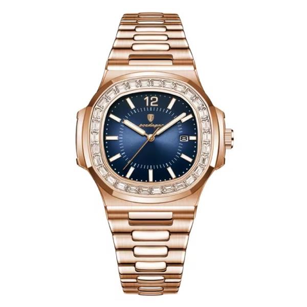 Grote foto luxe vierkant kwarts horloge 3 atm waterdicht lichtgevend herenhorloge roestvrij staal rose gold kleding dames horloges