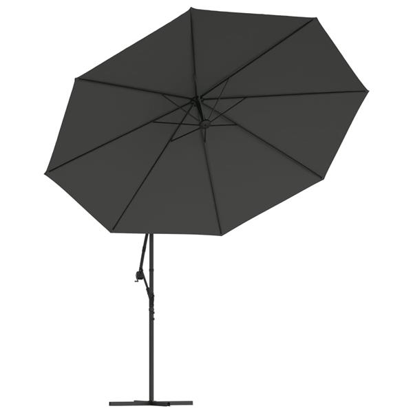 Grote foto vidaxl zweefparasol met led verlichting metalen paal 350 cm antraciet tuin en terras overige tuin en terras