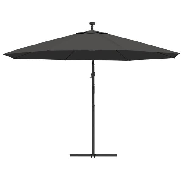 Grote foto vidaxl zweefparasol met led verlichting metalen paal 350 cm antraciet tuin en terras overige tuin en terras