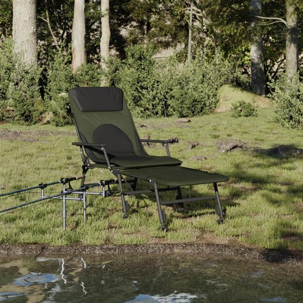Grote foto vidaxl visbed met verstelbare modderpoten inklapbaar groen tuin en terras tuinmeubelen