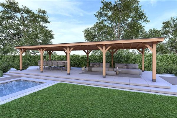 Grote foto overkapping royal serie 1 douglas 1000 x 400 cm tuin en terras tuinhuisjes en blokhutten