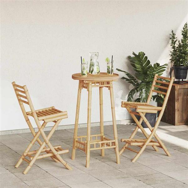 Grote foto vidaxl 3 delige barset voor buiten opvouwbaar bamboe tuin en terras tuinmeubelen