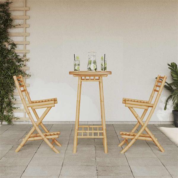 Grote foto vidaxl 3 delige barset voor buiten opvouwbaar bamboe tuin en terras tuinmeubelen