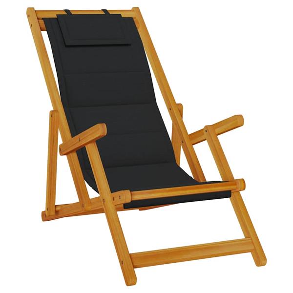 Grote foto vidaxl strandstoel inklapbaar met armleuningen acaciahout en textileen tuin en terras tuinmeubelen