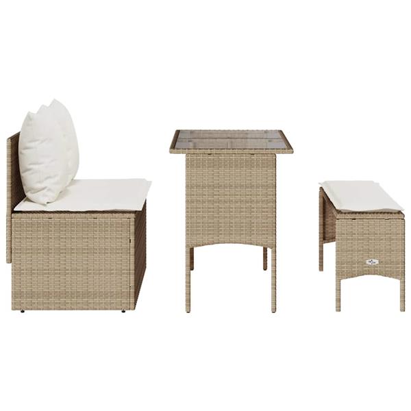 Grote foto vidaxl 3 delige tuinset met kussens poly rattan beige tuin en terras tuinmeubelen