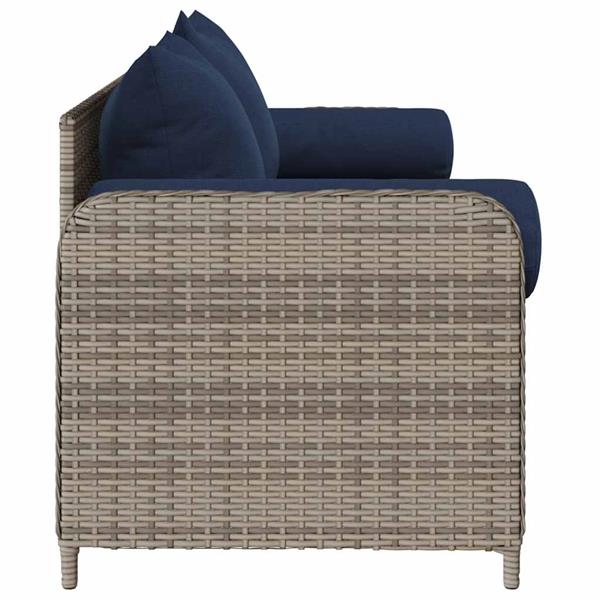 Grote foto vidaxl tuinbank 3 zits met kussens poly rattan grijs tuin en terras tuinmeubelen