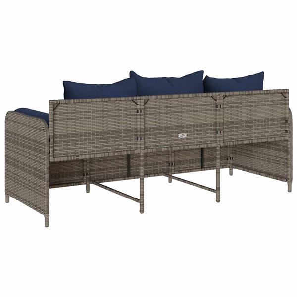 Grote foto vidaxl tuinbank 3 zits met kussens poly rattan grijs tuin en terras tuinmeubelen