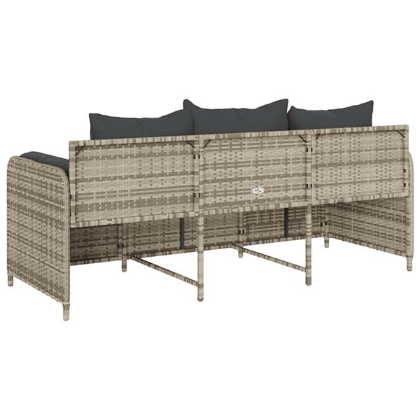 Grote foto vidaxl tuinbank 3 zits met kussens poly rattan lichtgrijs tuin en terras tuinmeubelen