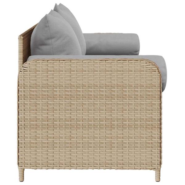 Grote foto vidaxl tuinbank 3 zits met kussens poly rattan beige tuin en terras tuinmeubelen