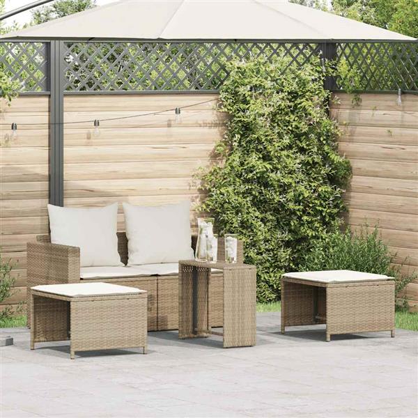 Grote foto vidaxl 5 delige tuinbankstel met kussens stapelbaar beige poly rattan tuin en terras tuinmeubelen
