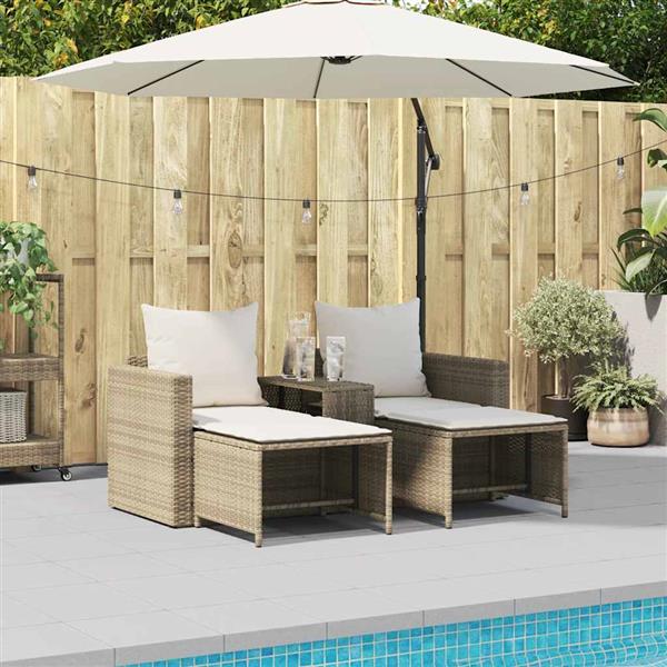Grote foto vidaxl 5 delige tuinbankstel met kussens stapelbaar beige poly rattan tuin en terras tuinmeubelen