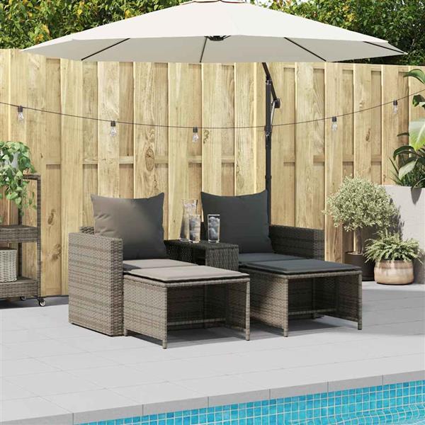 Grote foto vidaxl 5 delige tuinbankstel met kussens stapelbaar poly rattan grijs tuin en terras tuinmeubelen