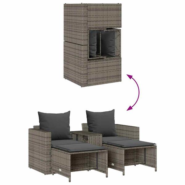 Grote foto vidaxl 5 delige tuinbankstel met kussens stapelbaar poly rattan grijs tuin en terras tuinmeubelen