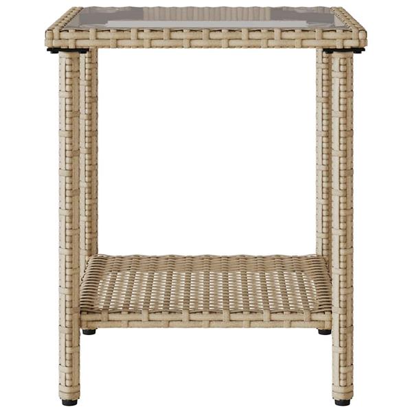 Grote foto vidaxl tuinbank met tafel en kussens l vormig beige poly rattan tuin en terras tuinmeubelen