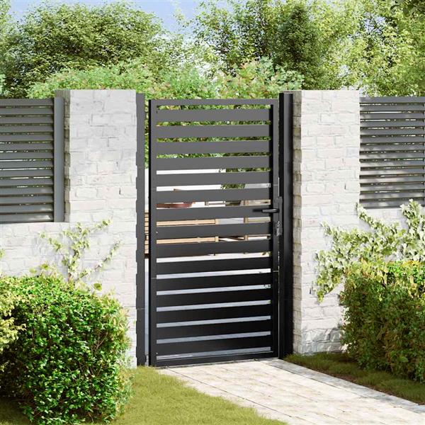 Grote foto vidaxl tuinpoort afsluitbaar 100x150 cm aluminium zwart tuin en terras hekken en schuttingen