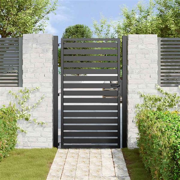 Grote foto vidaxl tuinpoort afsluitbaar 100x150 cm aluminium zwart tuin en terras hekken en schuttingen