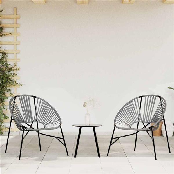 Grote foto vidaxl set tuinstoelen 3 delig poly rattan zwart en lichtgrijs tuin en terras tuinmeubelen