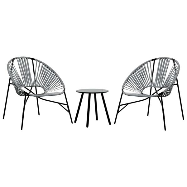 Grote foto vidaxl set tuinstoelen 3 delig poly rattan zwart en lichtgrijs tuin en terras tuinmeubelen