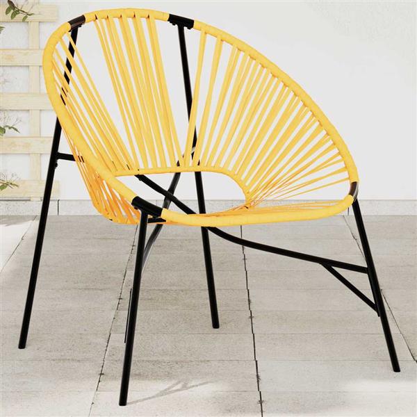 Grote foto vidaxl tuinstoel egg poly rattan zwart en geel tuin en terras tuinmeubelen