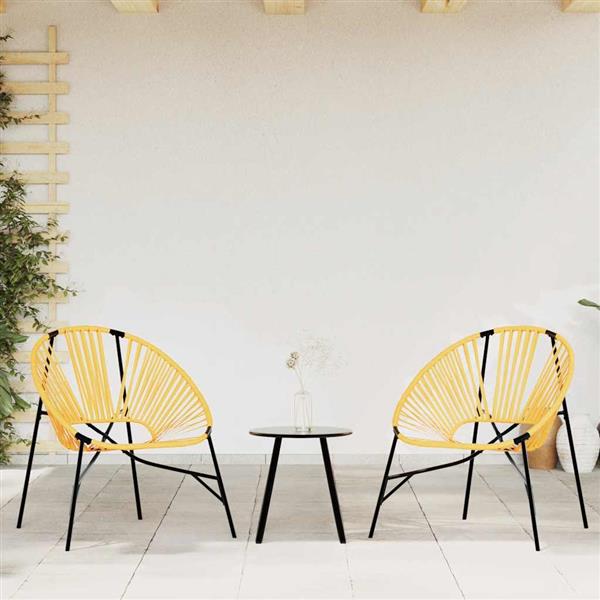 Grote foto vidaxl tuinstoel egg poly rattan zwart en geel tuin en terras tuinmeubelen