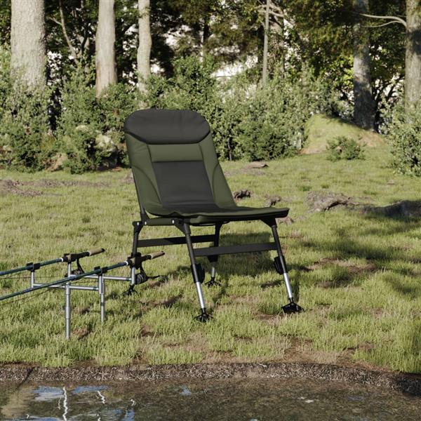 Grote foto vidaxl visstoel met verstelbare modderpoten inklapbaar groen tuin en terras tuinmeubelen