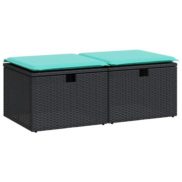 Grote foto vidaxl 2 delige loungeset met kussens poly rattan acacia zwart tuin en terras tuinmeubelen