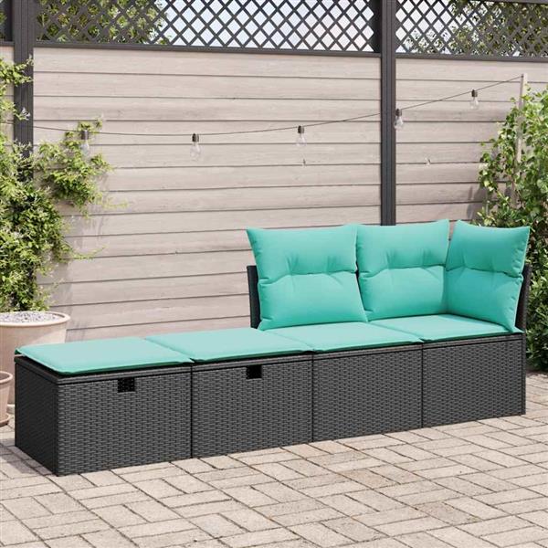 Grote foto vidaxl 2 delige loungeset met kussens poly rattan acacia zwart tuin en terras tuinmeubelen