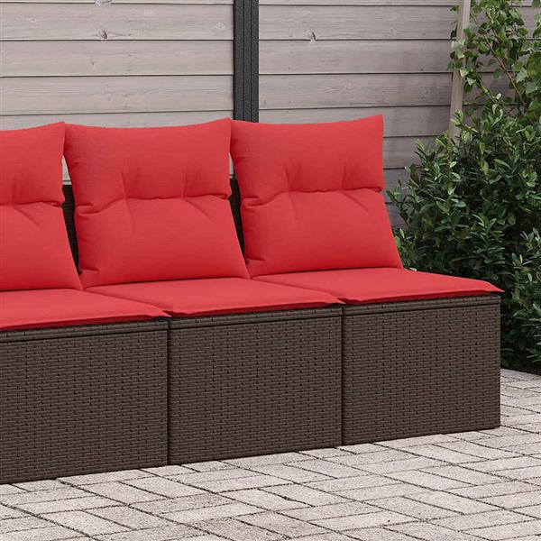 Grote foto vidaxl 2 delige loungeset met kussens poly rattan acacia bruin tuin en terras tuinmeubelen