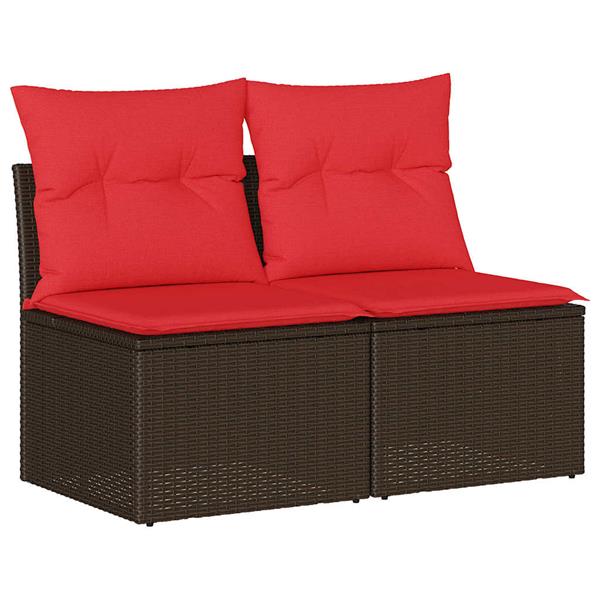 Grote foto vidaxl 2 delige loungeset met kussens poly rattan acacia bruin tuin en terras tuinmeubelen
